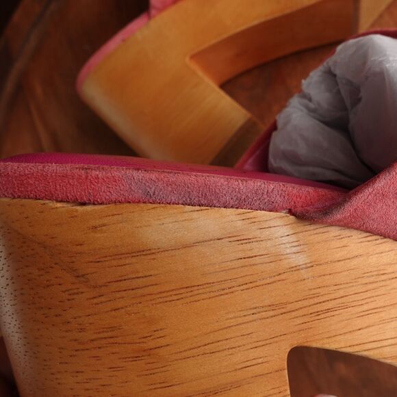 Charlotte Stone Pink Sandals with Wooden Platform - Picture 14 of 16